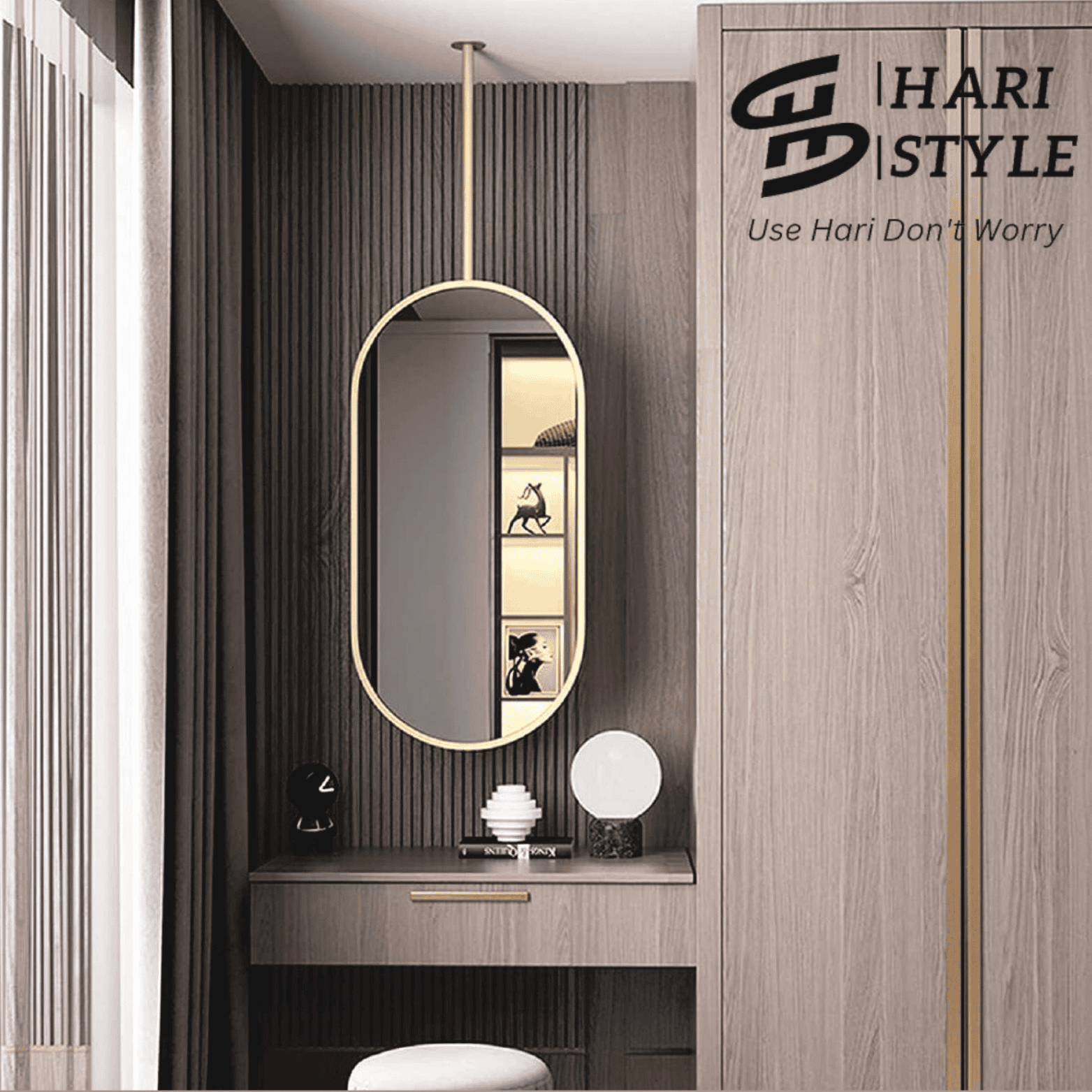 SS 304 PVD Coating Hanging Mirror – luxury stainless steel mirror with gold PVD finish